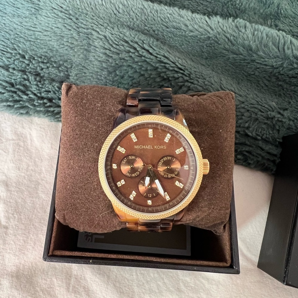 Michael Kors Tortoiseshell and Gold Watch